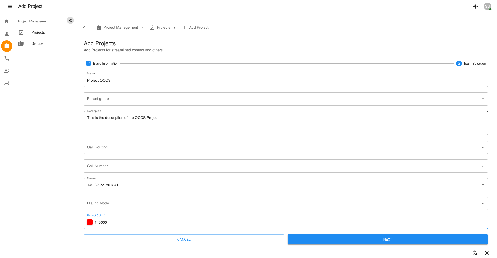 Project Management Page