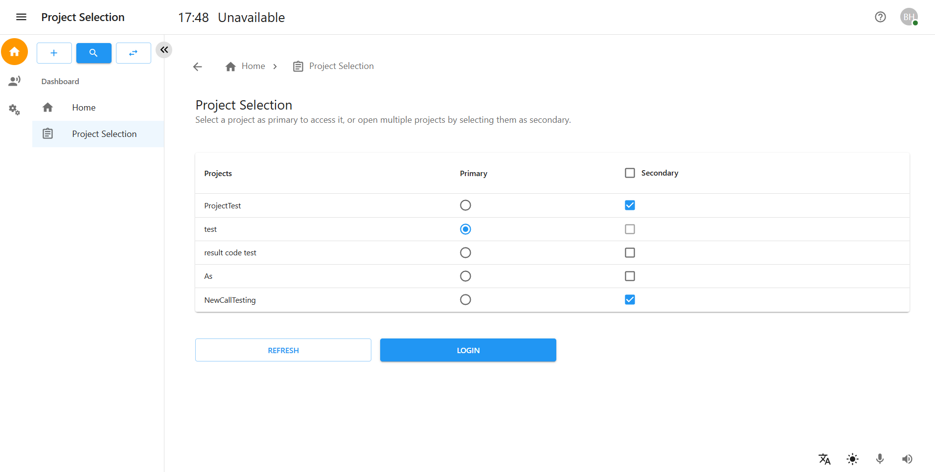userprojectselection